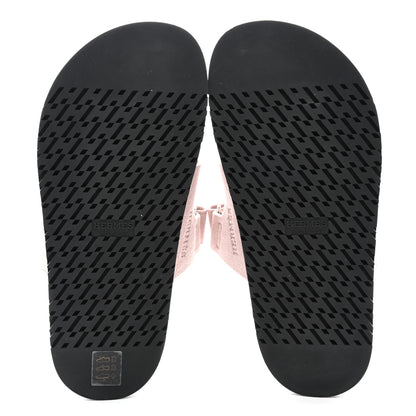 Hermes Suede Goatskin Womens Chypre Sandals 36.5 Rose Porcelaine 5 of 9