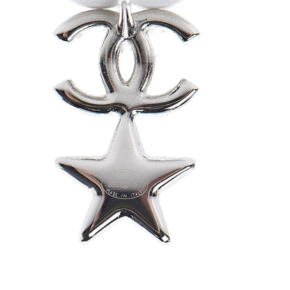Chanel Crystal CC Star Earrings Silver 4 of 6