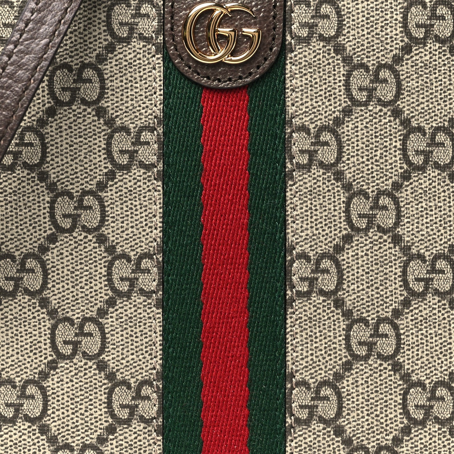 GG Supreme Monogram Textured Dollar Calfskin Web Super Mini Ophidia Mini Tote Bag Beige Ebony New Acero