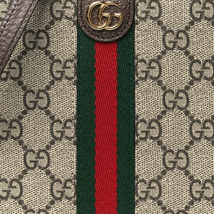Gucci GG Supreme Monogram Textured Dollar Calfskin Web Super Mini Ophidia Mini Tote Bag Beige Ebony New Acero 8 of 10