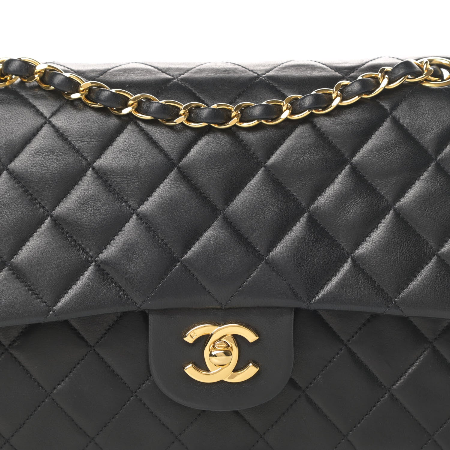 Chanel Lambskin Quilted Medium Double Flap Black 9 of 16