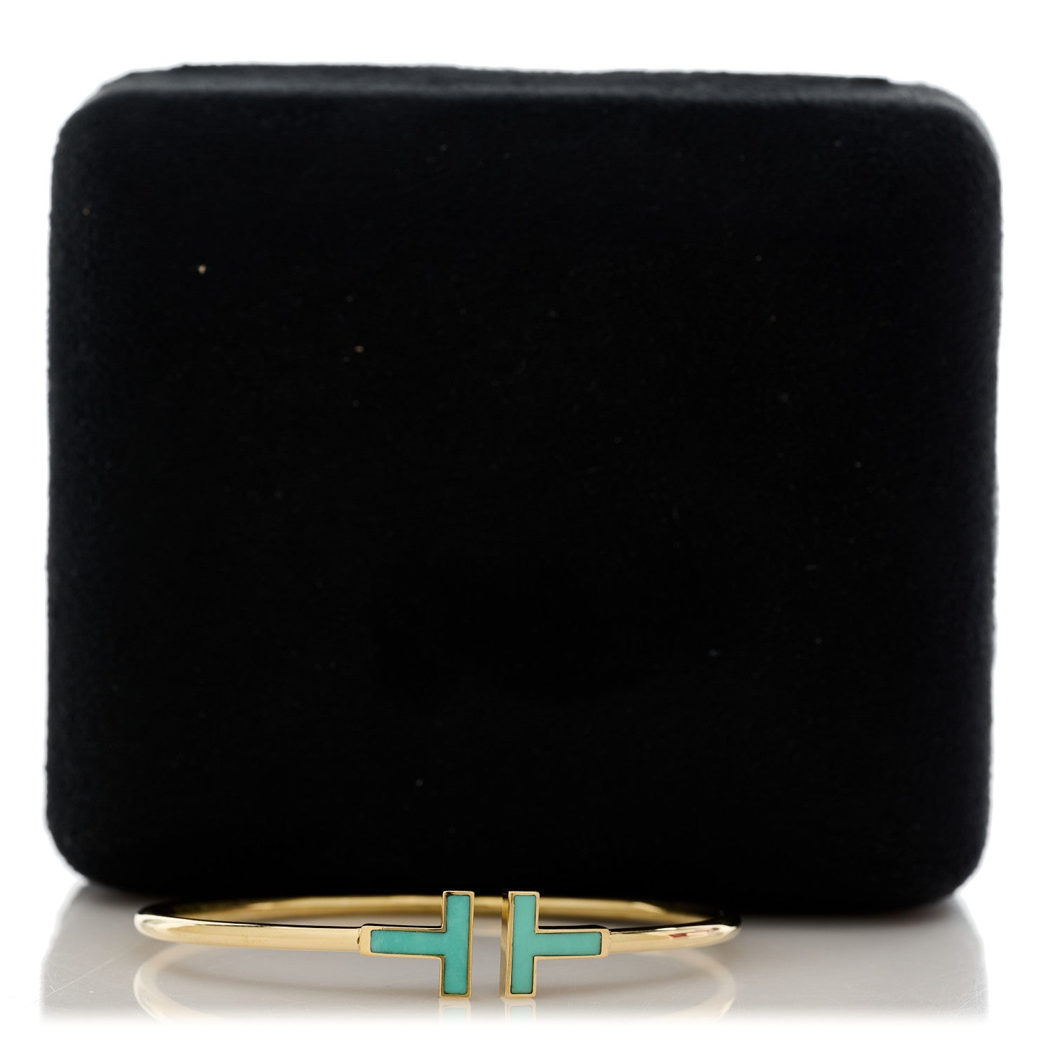 Tiffany 18K Yellow Gold Turquoise T Wire Bracelet 4 of 4