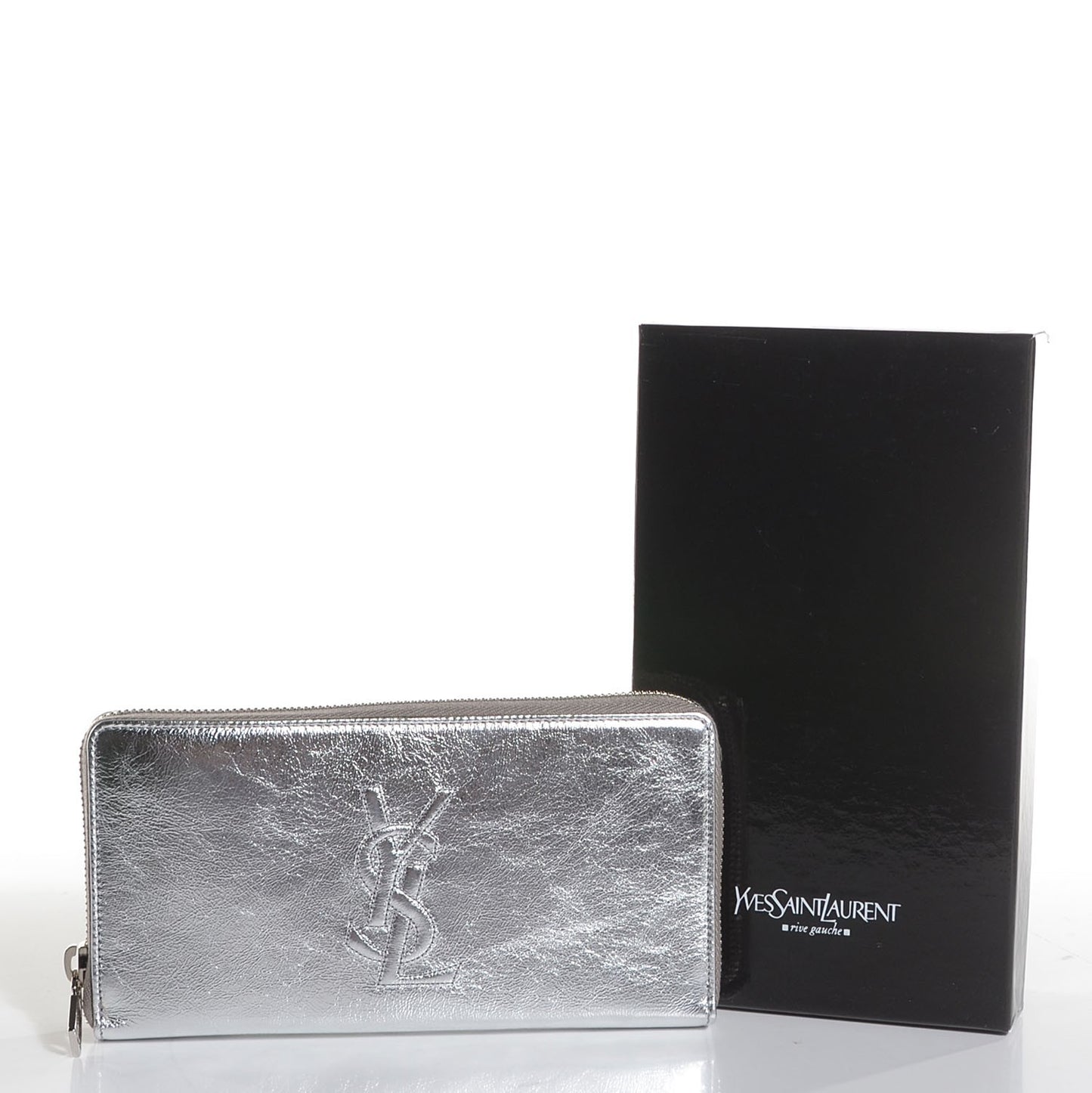 Metallic Calfskin Belle De Jour Zip Around Wallet Moon