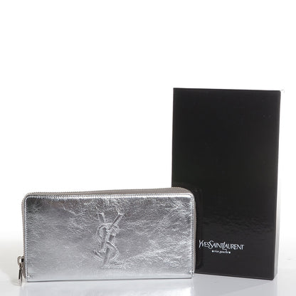 Saint Laurent Metallic Calfskin Belle De Jour Zip Around Wallet Moon 13 of 14