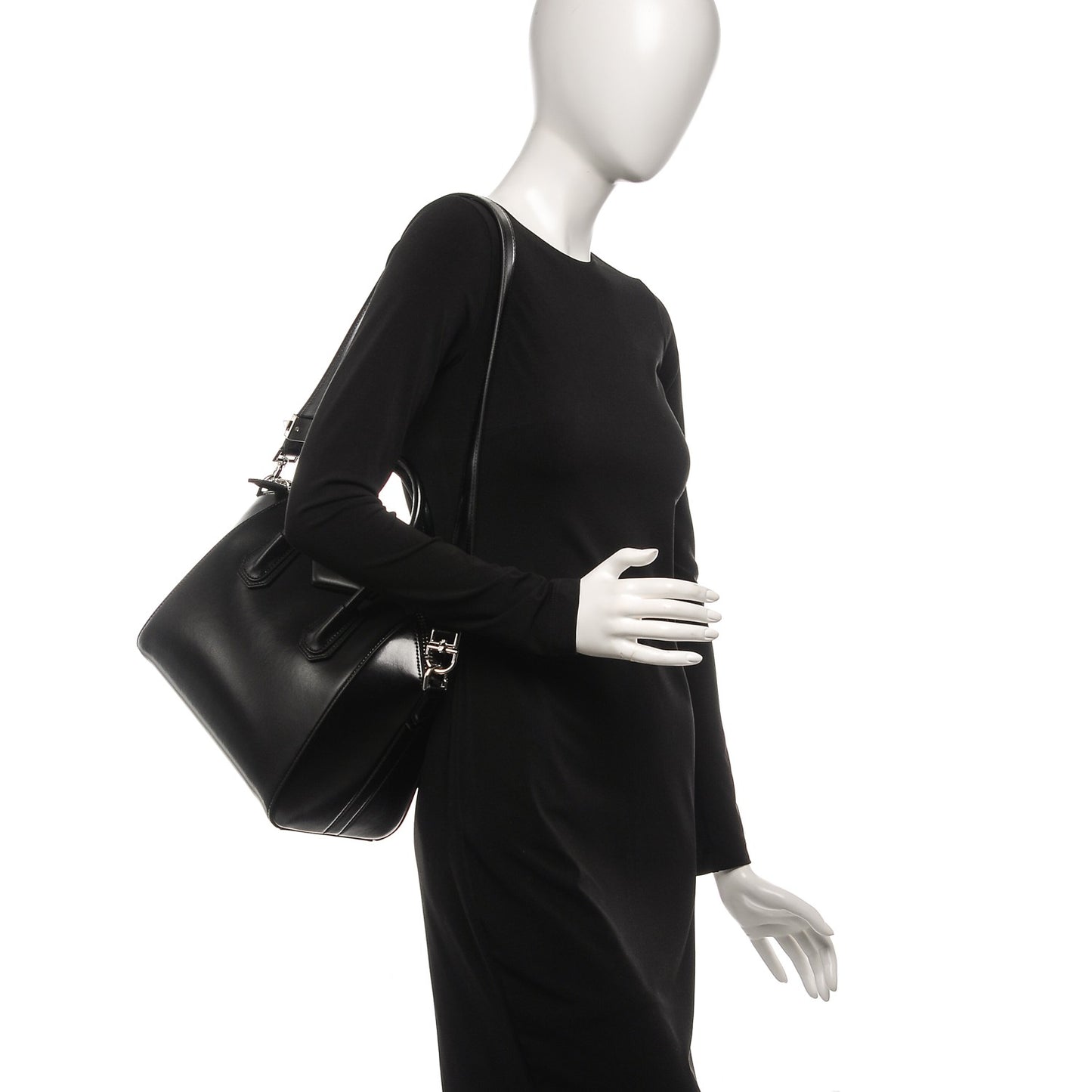 Shiny Lord Calfskin Small Antigona Black