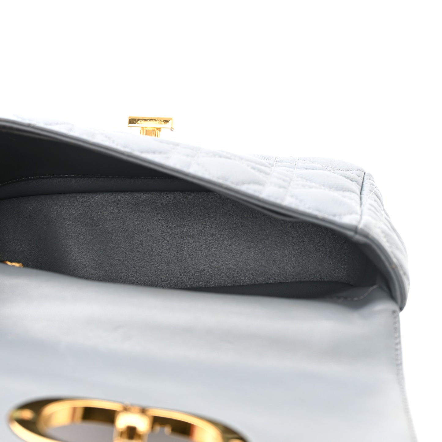 Calfskin Cannage Small Caro Bag Grey