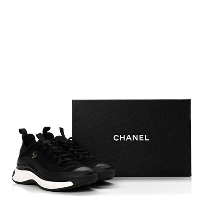 Chanel Velvet Calfskin Mixed Fibers CC Sneakers 38 Black 10 of 10