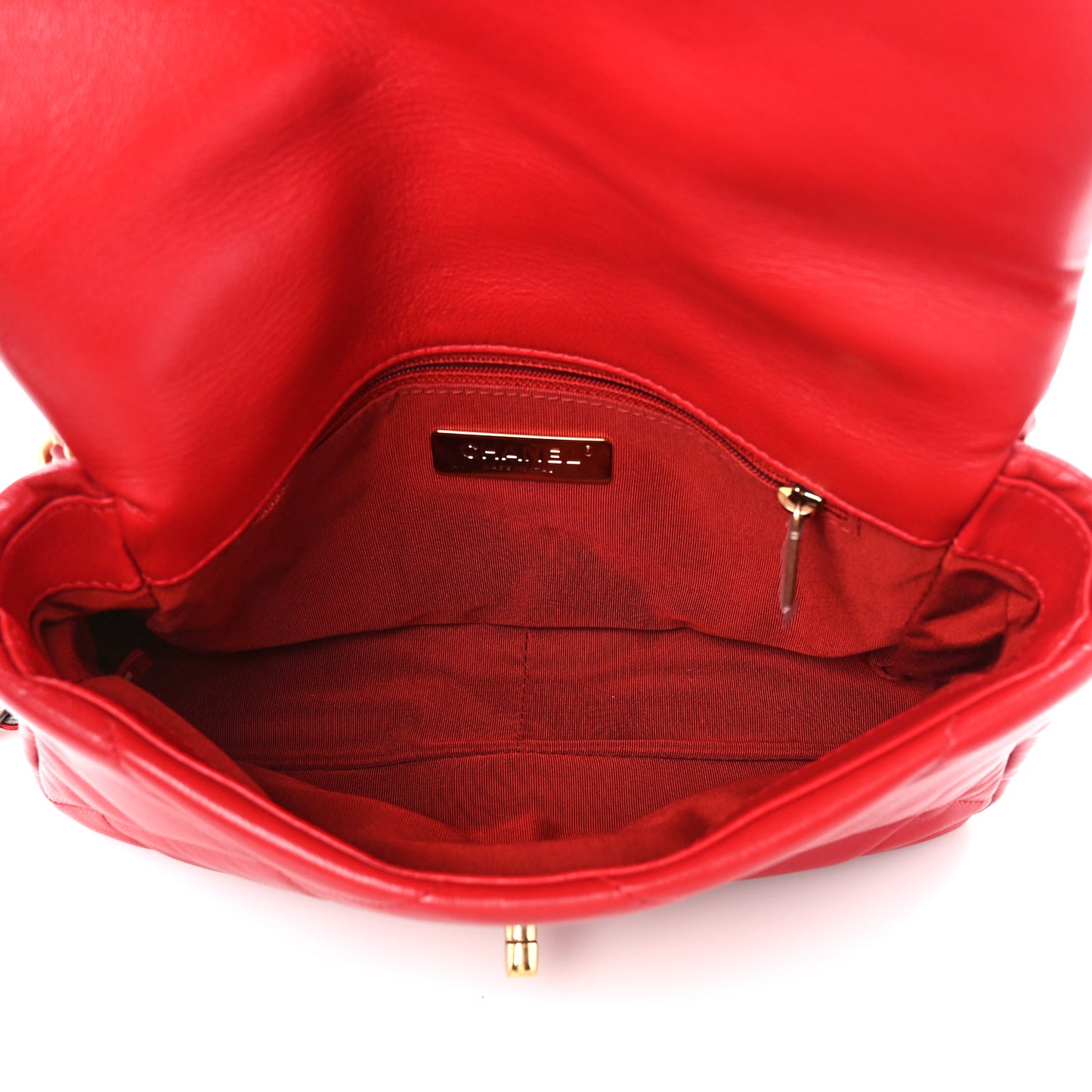 Goatskin Quilted Medium Chanel 19 Flap Red