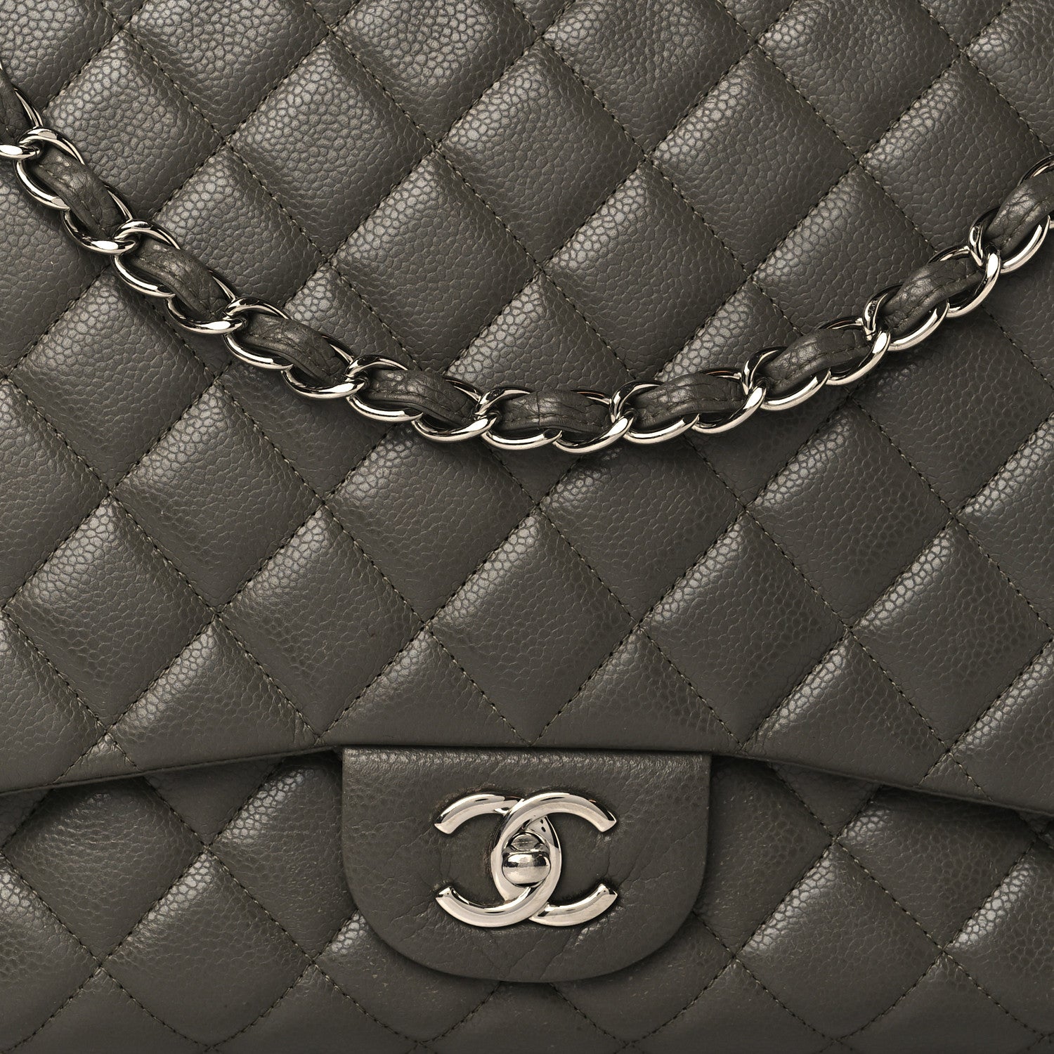 Chanel Caviar Quilted Maxi Single Flap Grey 7 of 9