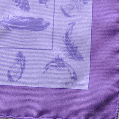 Hermes Silk Plumes Pocket Square Scarf Purple 4 of 7