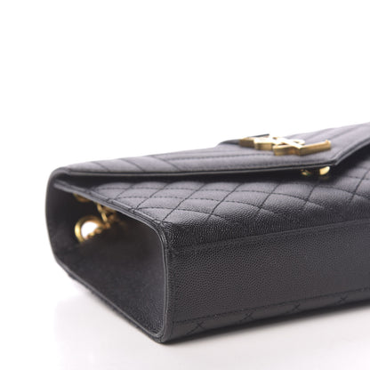 Saint Laurent Grain De Poudre Textured Mixed Matelasse Triquilt Medium Monogram Satchel Black 7 of 10