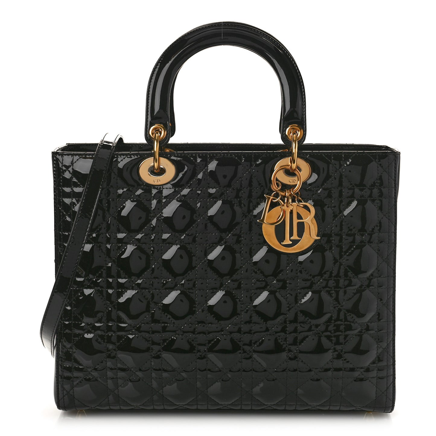 Patent Cannage Large Lady Dior Black