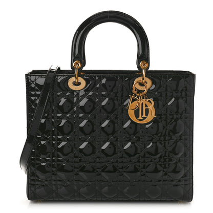 Christian Dior Patent Cannage Large Lady Dior Black 1 of 8