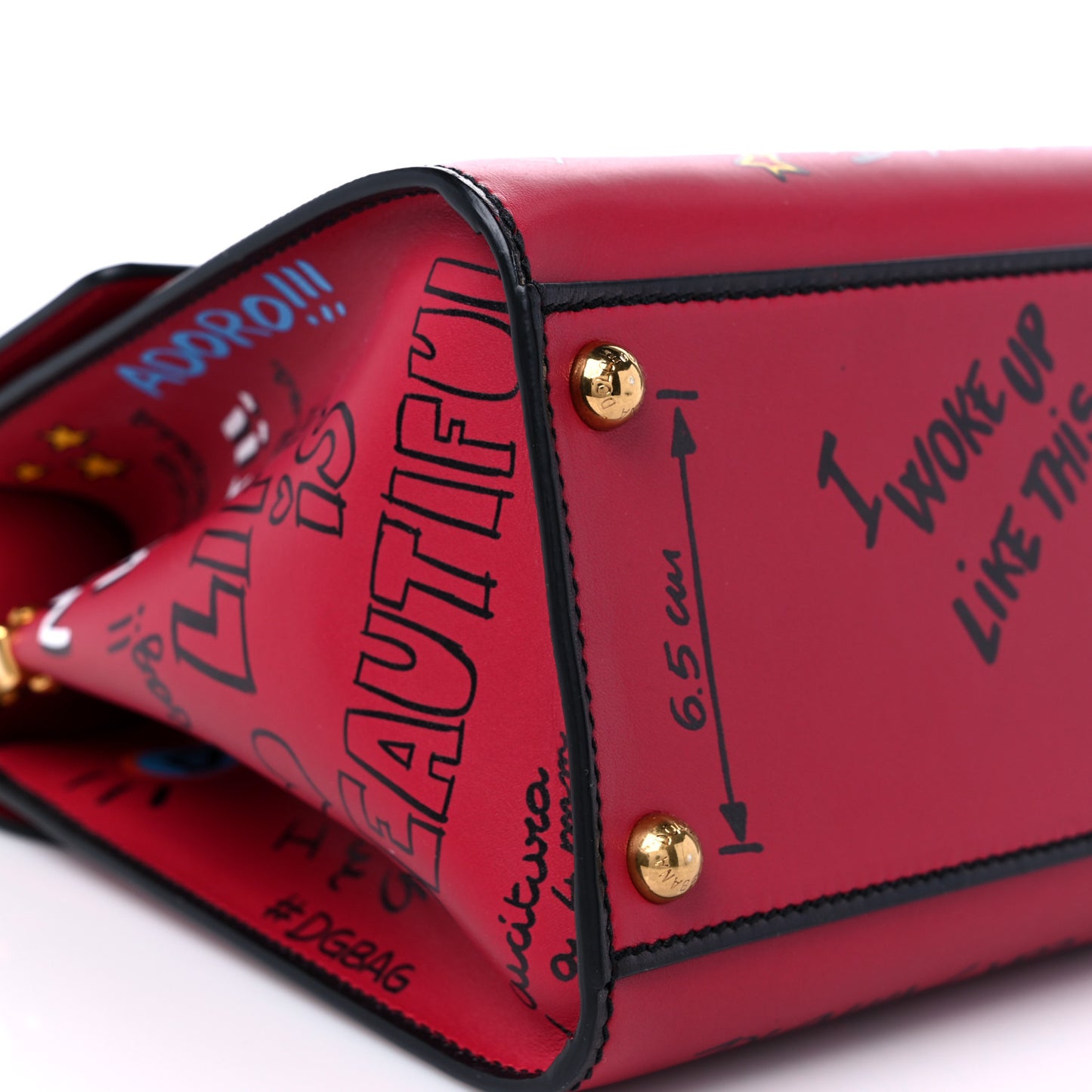 Calfskin Graffiti Printed Welcome Satchel Rosso Multicolor