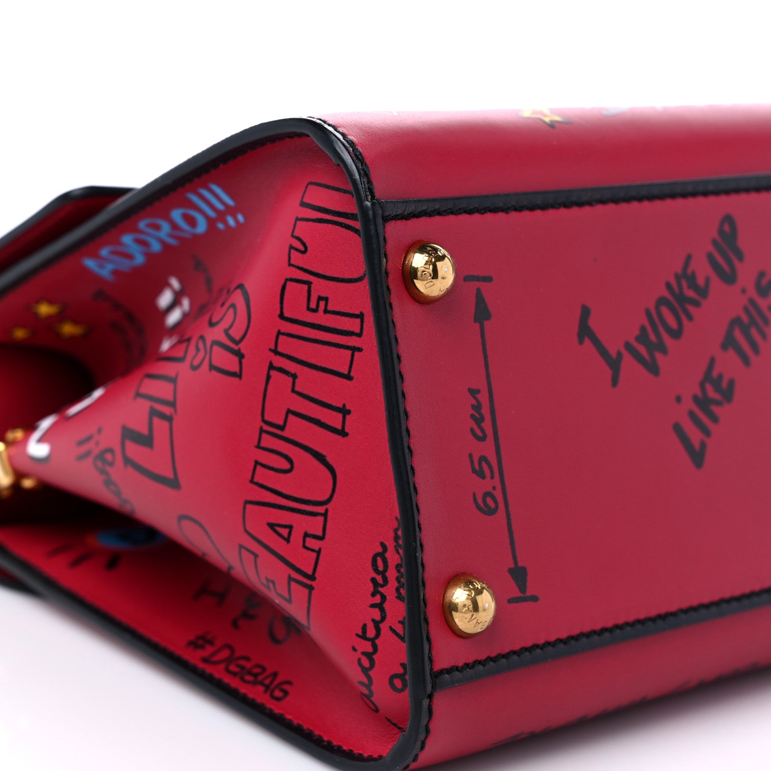 Dolce & Gabbana Calfskin Graffiti Printed Welcome Satchel Rosso Multicolor 7 of 8