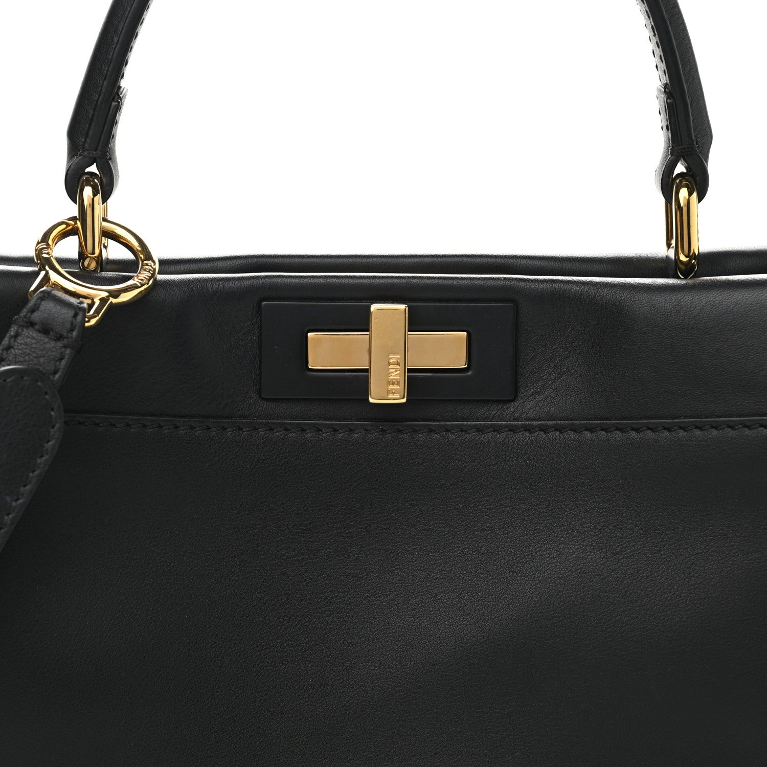 Fendi Vitello Seta Shiny Nappa Medium Peekaboo Iconic Satchel Black 8 of 10