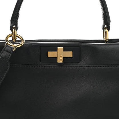 Fendi Vitello Seta Shiny Nappa Medium Peekaboo Iconic Satchel Black 8 of 10