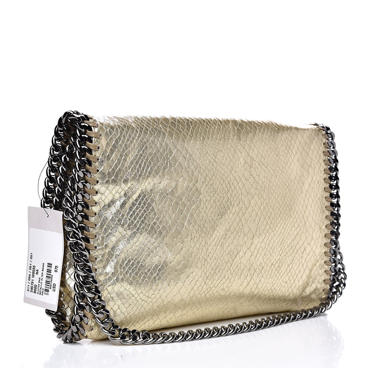 Metallic Alter Snakeskin Falabella Clutch Gold