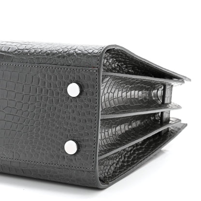 Saint Laurent Calfskin Crocodile Embossed Baby Sac De Jour Earth 10 of 11