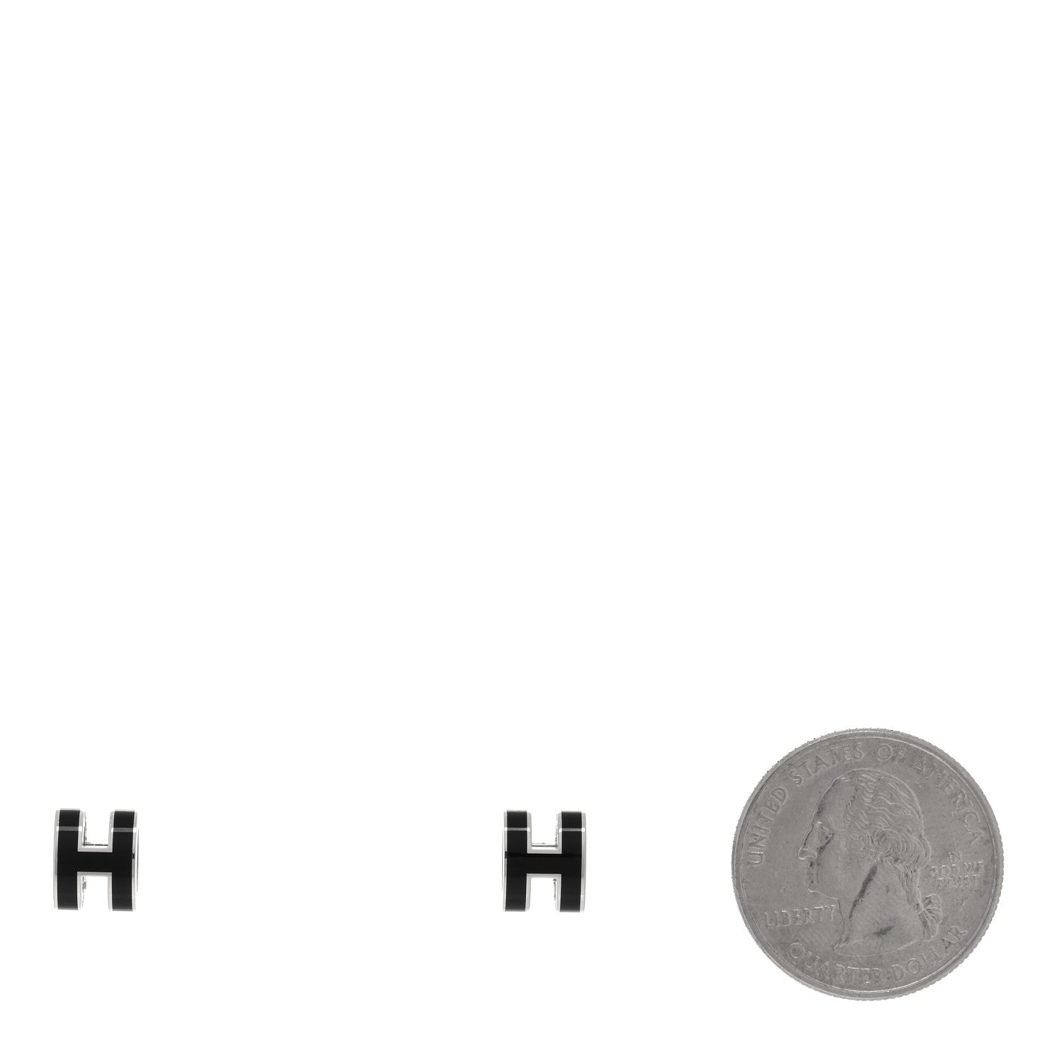 Hermes Palladium Lacquered Mini Pop H Earrings Black 2 of 4