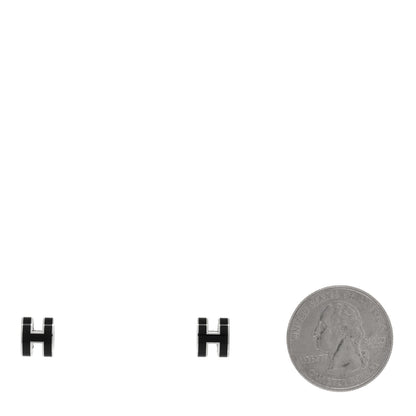 Hermes Palladium Lacquered Mini Pop H Earrings Black 2 of 4