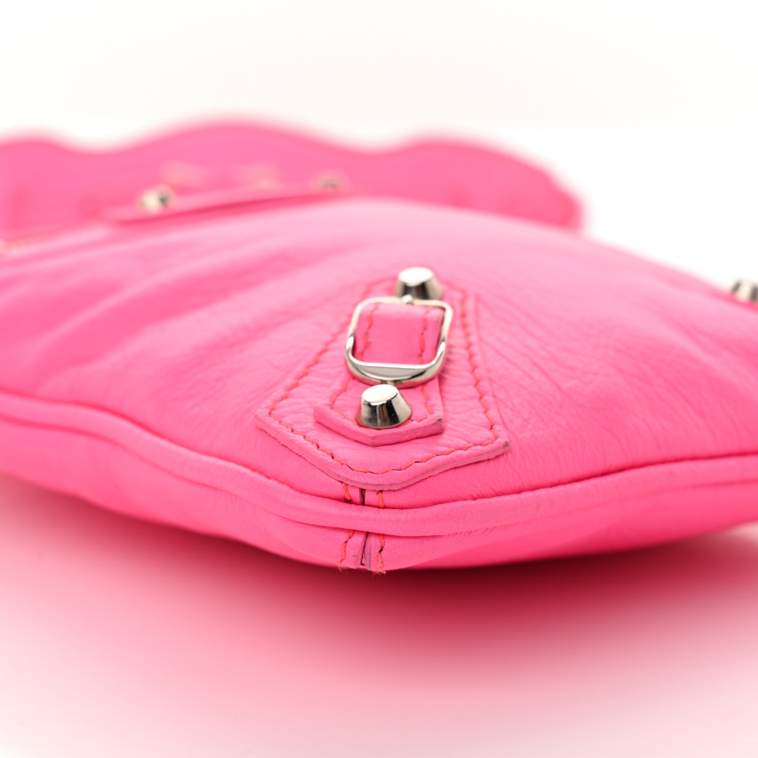 Balenciaga Agneau Silver Hardware Phone Holder Bag Rose Fluo 9 of 12