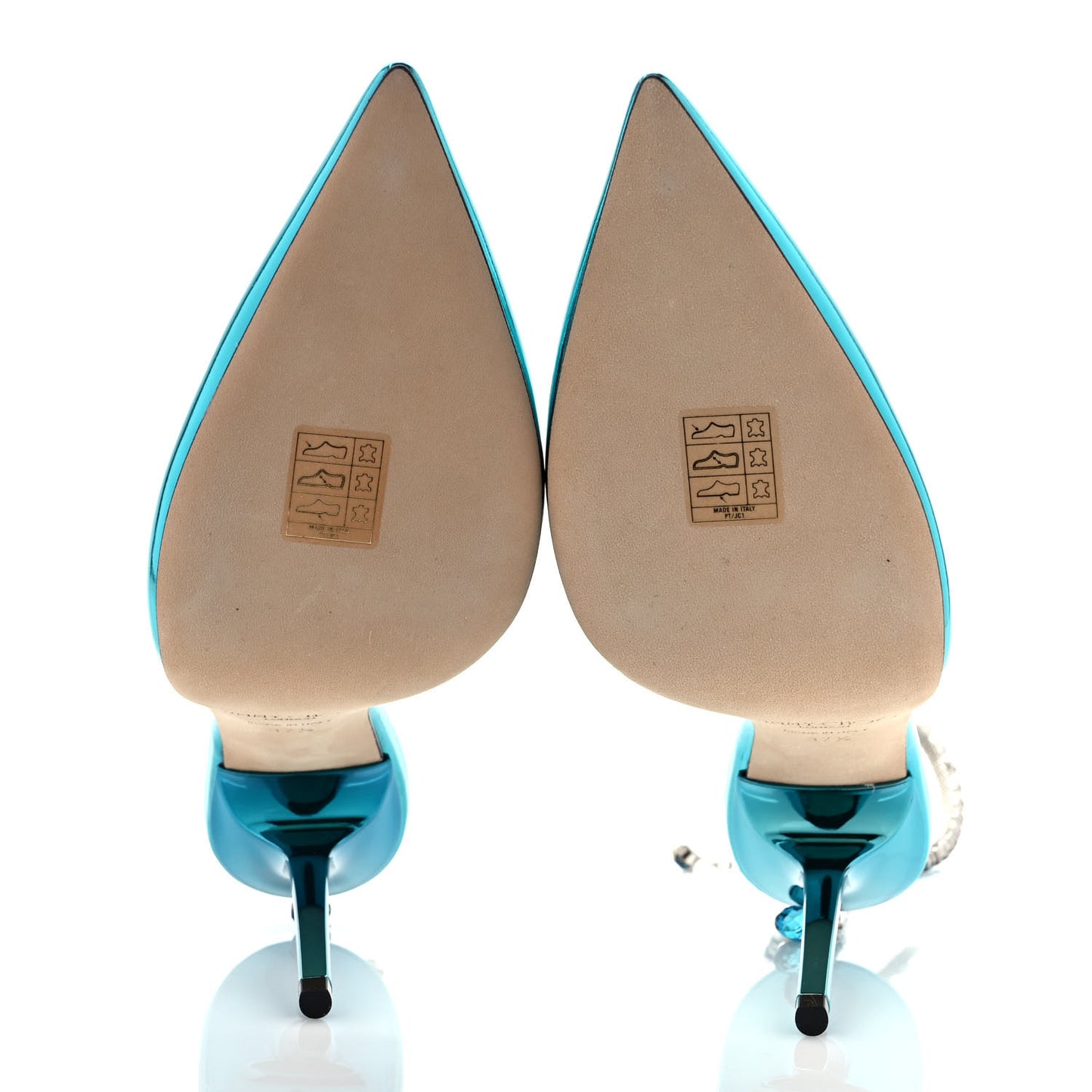 Liquid Metal Calfskin Crystal Saeda 100 Pumps 37.5 Malibu
