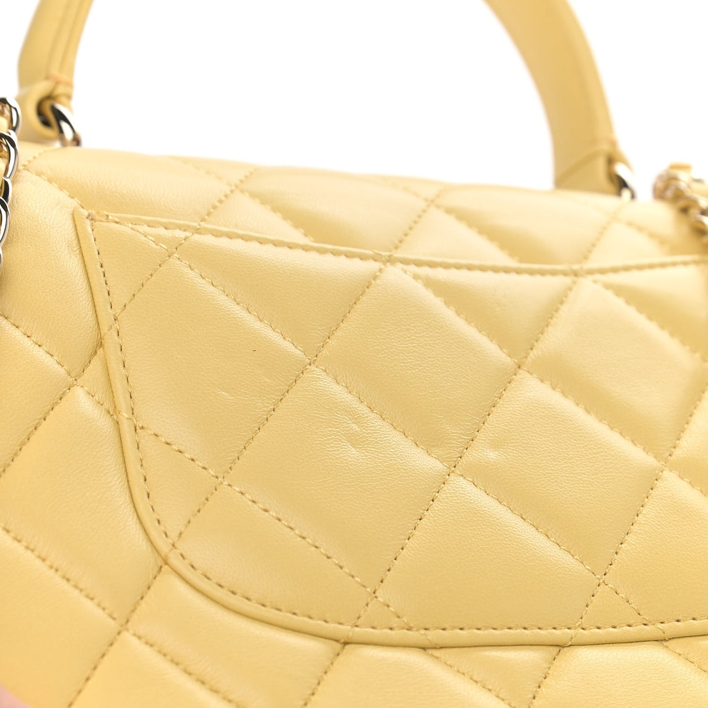 Lambskin Quilted Small Trendy CC Flap Dual Handle Bag Yellow