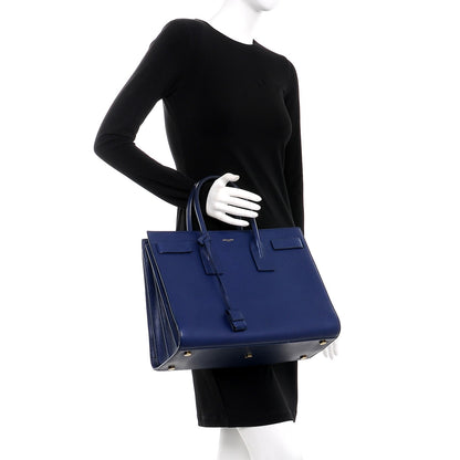 Saint Laurent Calfskin Large Sac De Jour Carryall Blue 2 of 9