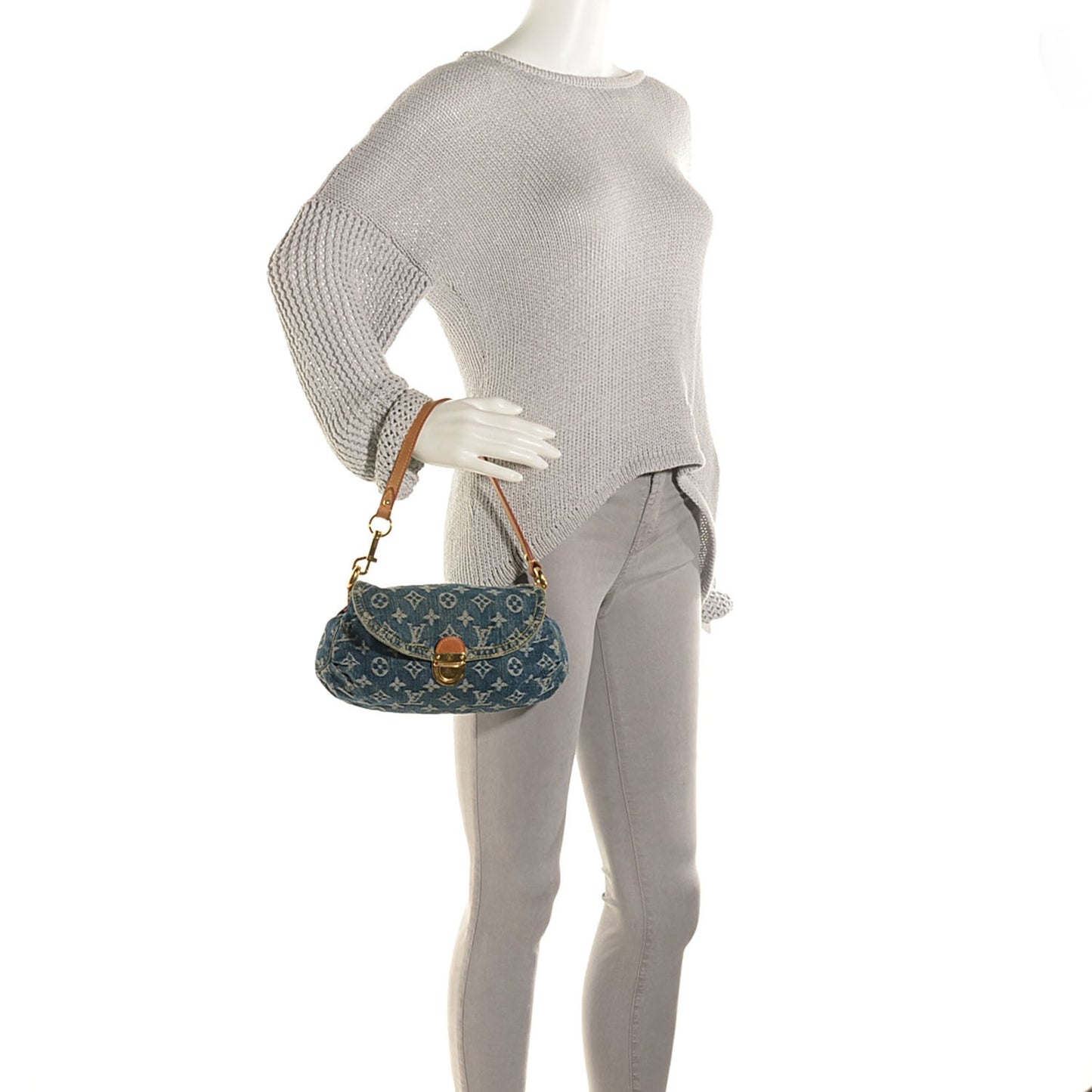 Monogram Denim Mini Pleaty Blue