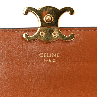 Celine Triomphe Canvas Calfskin Flap Card Holder Tan 6 of 11
