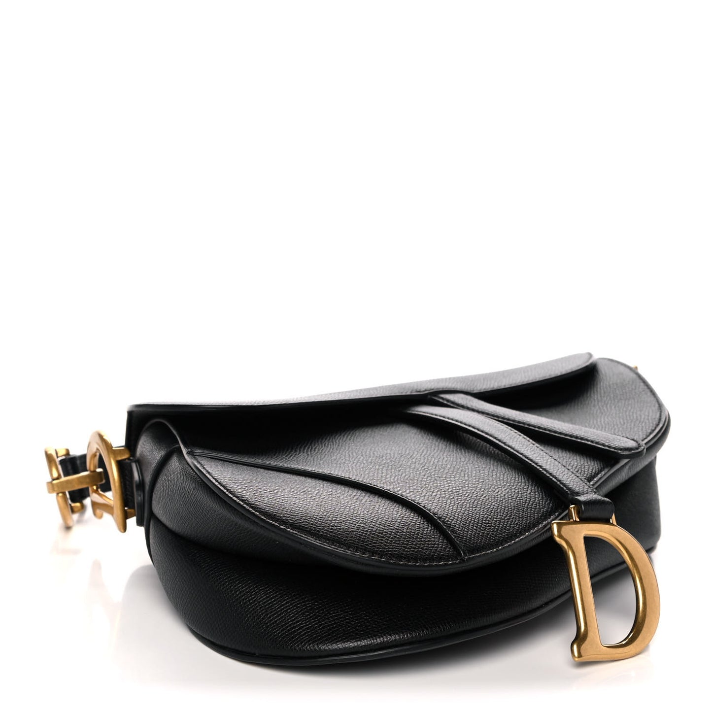 Grained Calfskin Saddle Bag Black