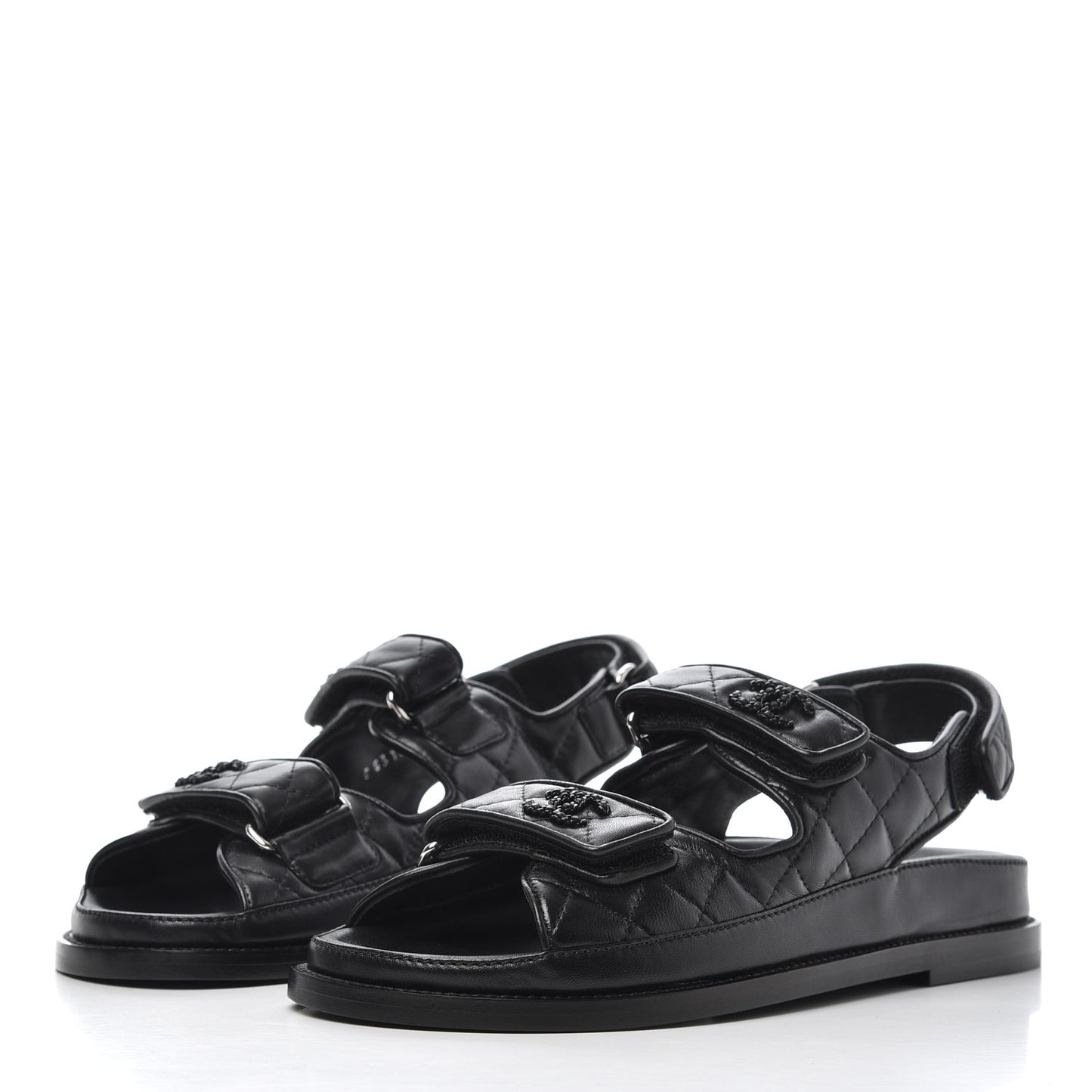 Lambskin Velcro Dad Sandals 36.5 Black