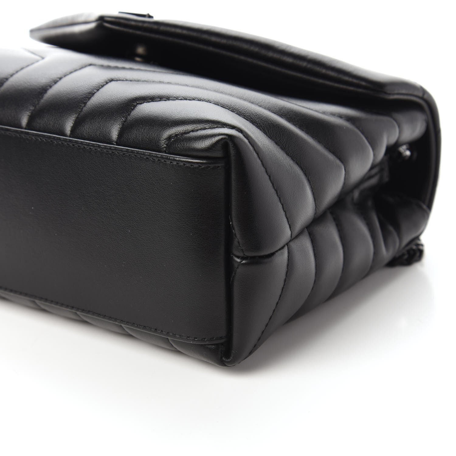 Saint Laurent Calfskin Y Quilted Monogram Small Loulou Chain Satchel Black 7 of 9