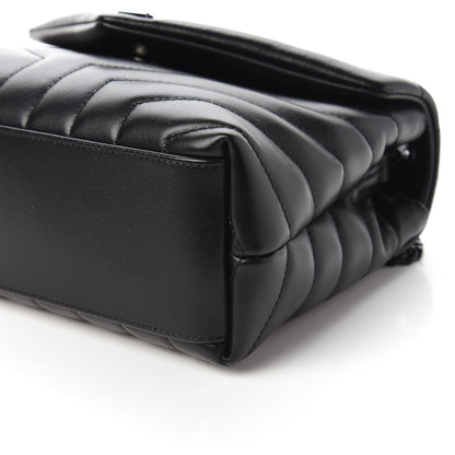 Saint Laurent Calfskin Y Quilted Monogram Small Loulou Chain Satchel Black 7 of 9