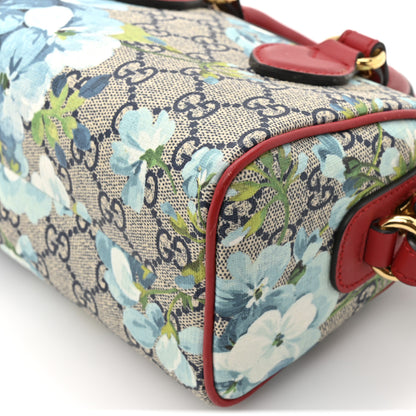 Gucci GG Supreme Monogram Blooms Mini Boston Navy Blue Hibiscus 12 of 14