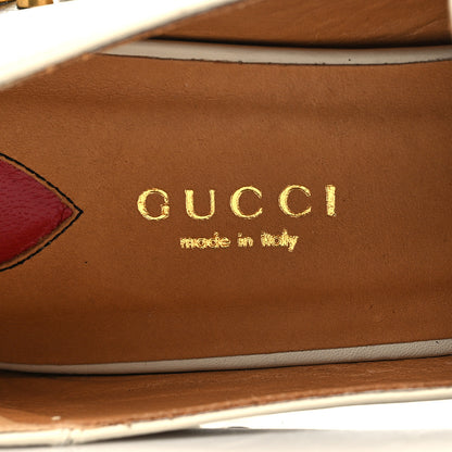 Gucci Betis Glamour Calfskin Web Pearl Embellished Peyton 35mm Loafer Pumps 36.5 Mystic White 8 of 10