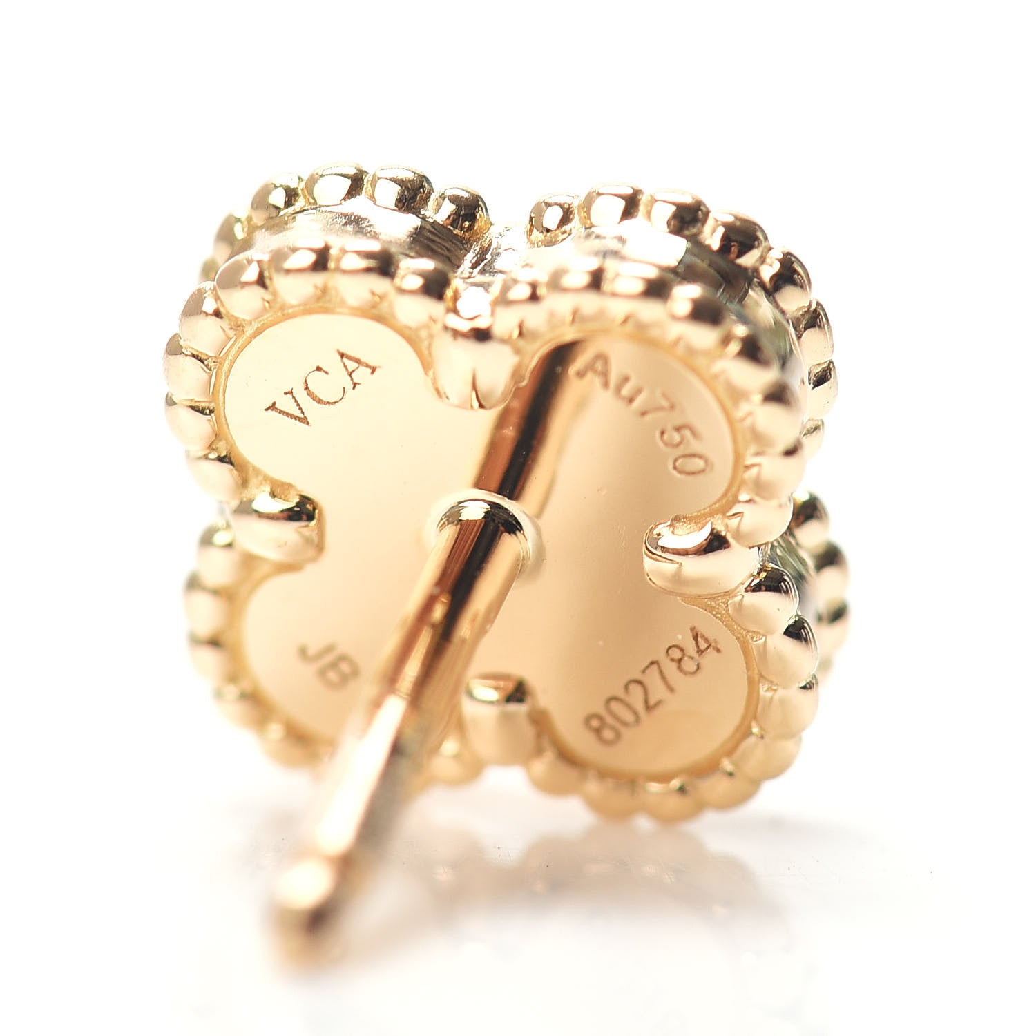 Van Cleef & Arpels 18K Yellow Gold Mother of Pearl Sweet Alhambra Earrings 4 of 5