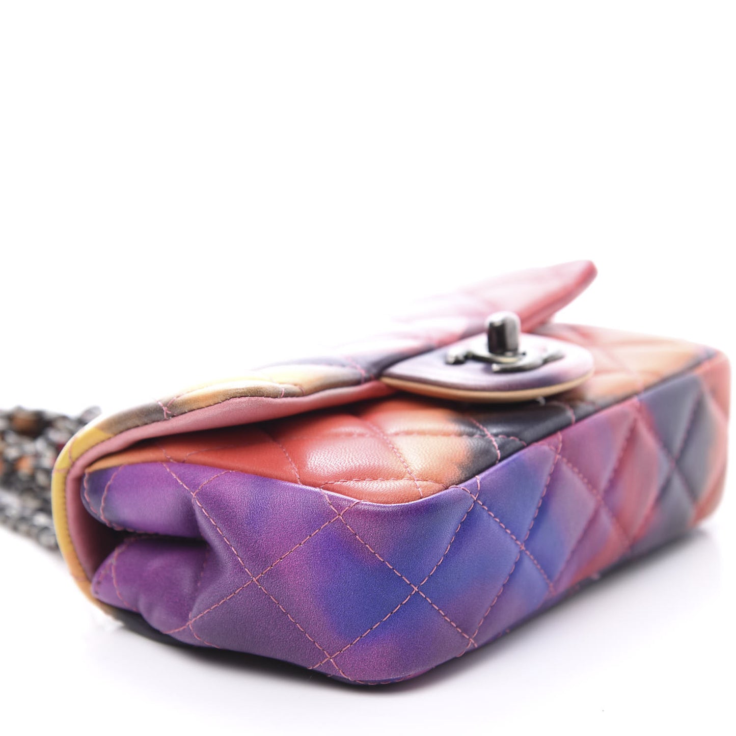 Lambskin Quilted Extra Mini Flower Power Flap Multicolor
