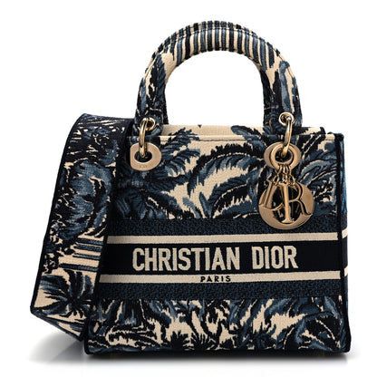 Christian Dior Canvas Embroidered Palm Tree Toile De Jouy Medium Lady D-Lite Blue 1 of 10