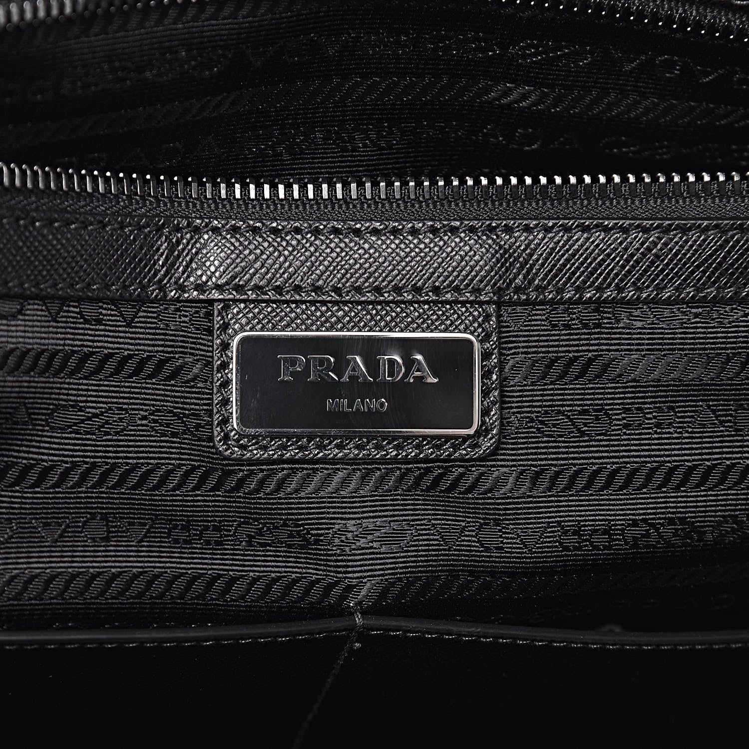 Prada Tessuto Nylon Saffiano Metal Triangle Logo Work Bag Black 6 of 10