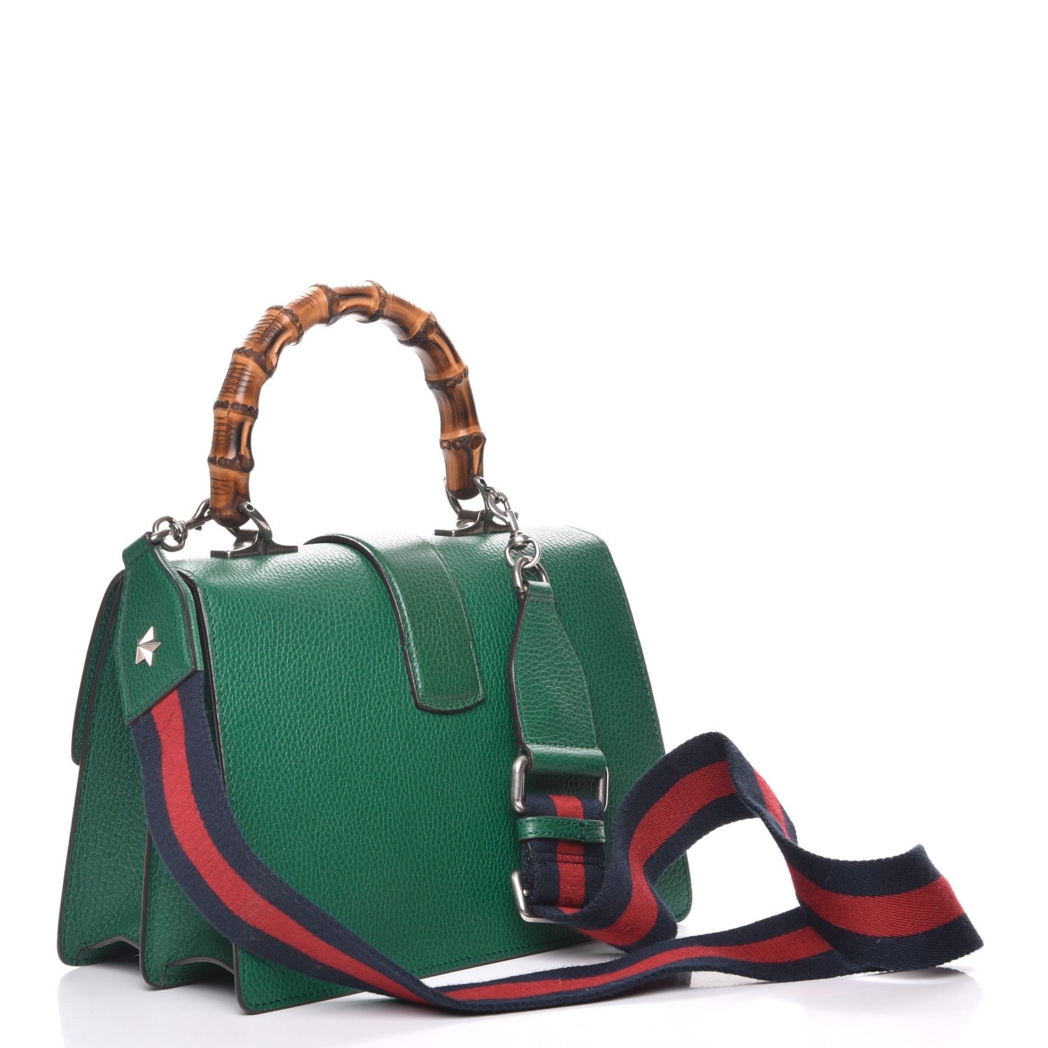 Gucci Dollar Calfskin Crystal Web Medium Dionysus Bamboo Top Handle Bag Emerald 4 of 9