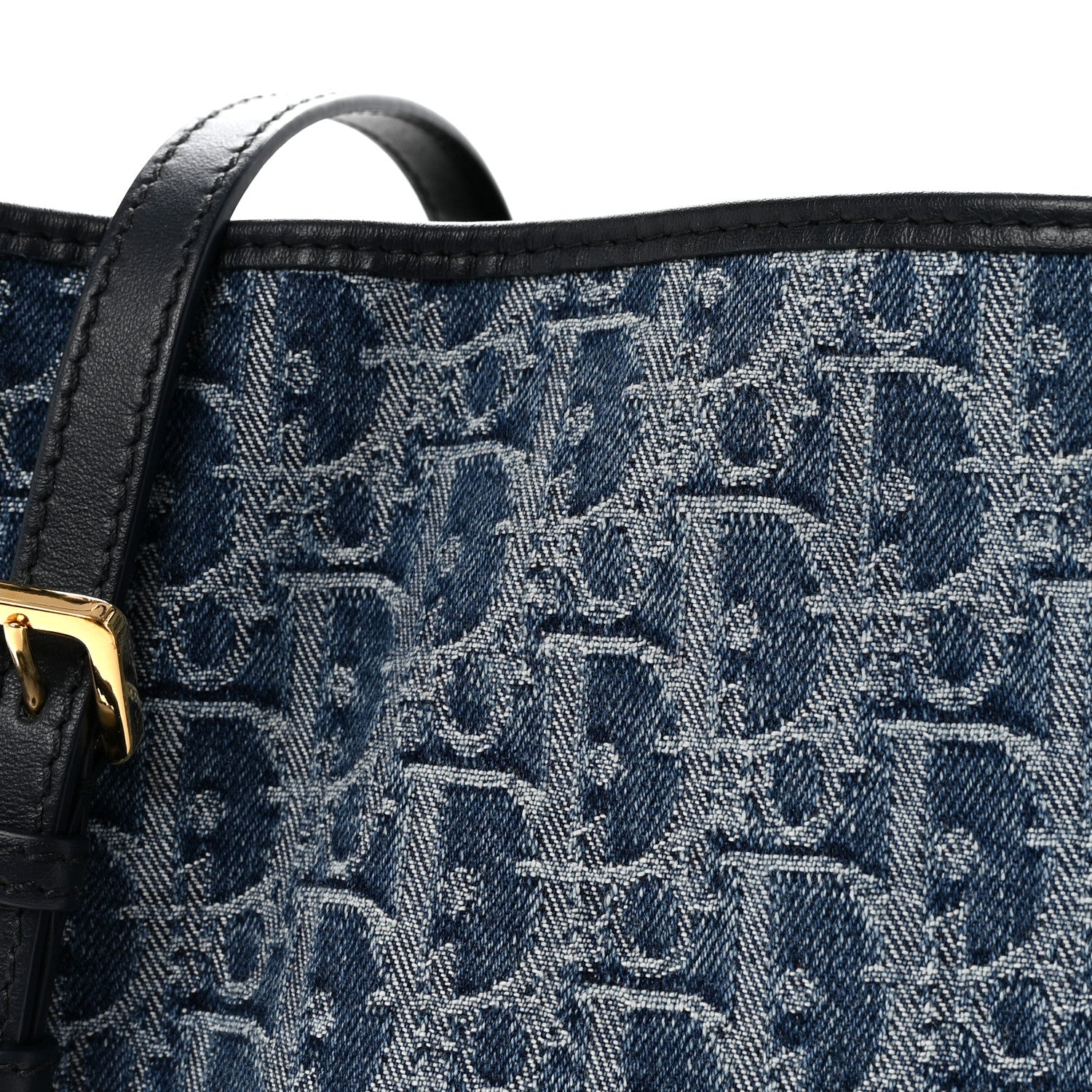 Christian Dior Denim Oblique Jacquard Medium C'est Chain Bucket Bag Denim Blue 7 of 9
