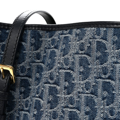 Christian Dior Denim Oblique Jacquard Medium C'est Chain Bucket Bag Denim Blue 7 of 9