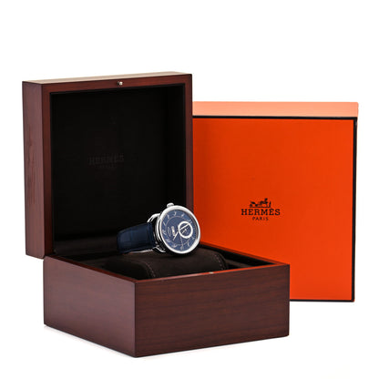 Hermes Stainless Steel Alligator 43mm Arceau Grande Lune Automatic Watch Bleu Abysse 5 of 5