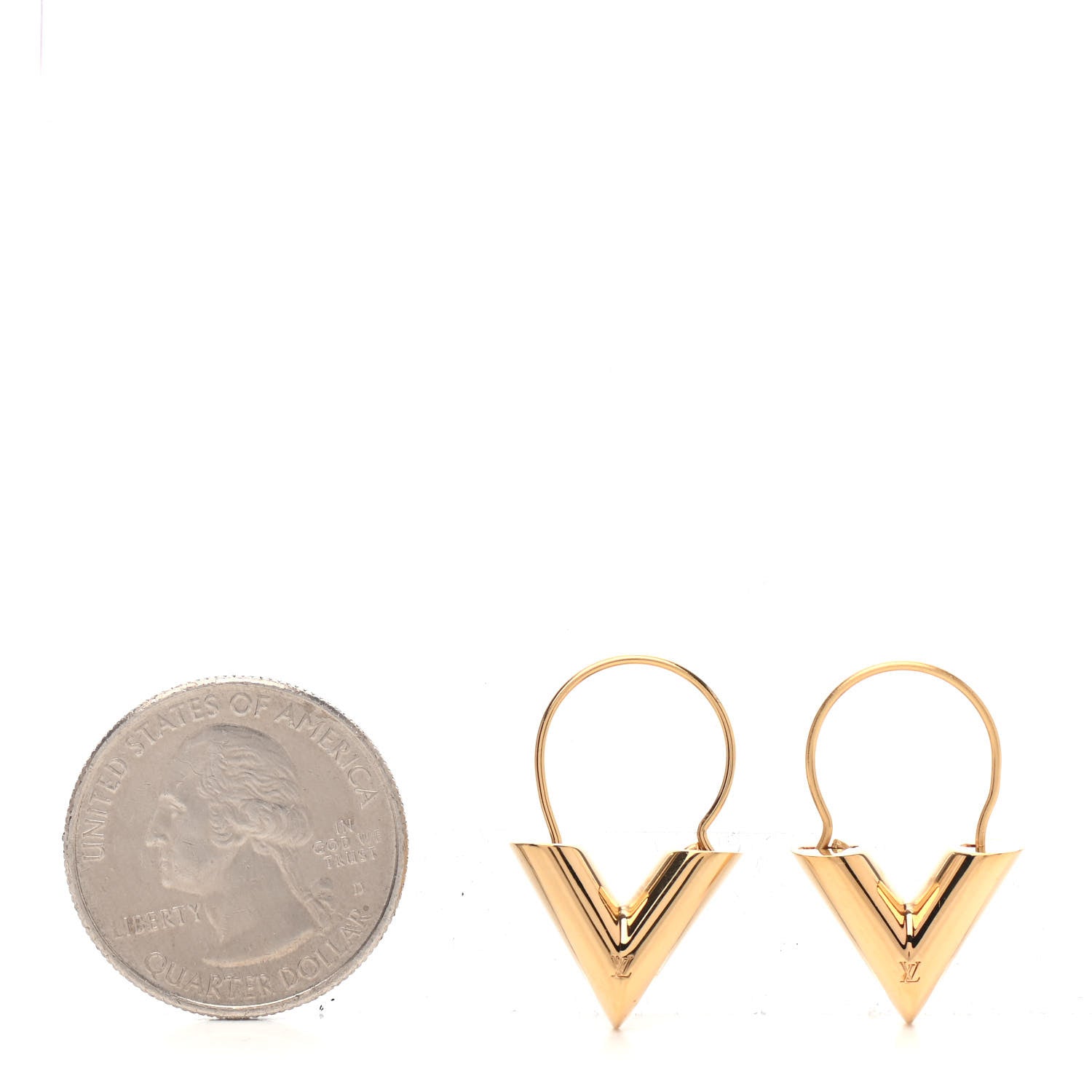 Louis Vuitton Brass Essential V Hoop Earrings Gold 2 of 4