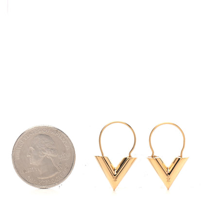 Louis Vuitton Brass Essential V Hoop Earrings Gold 2 of 4