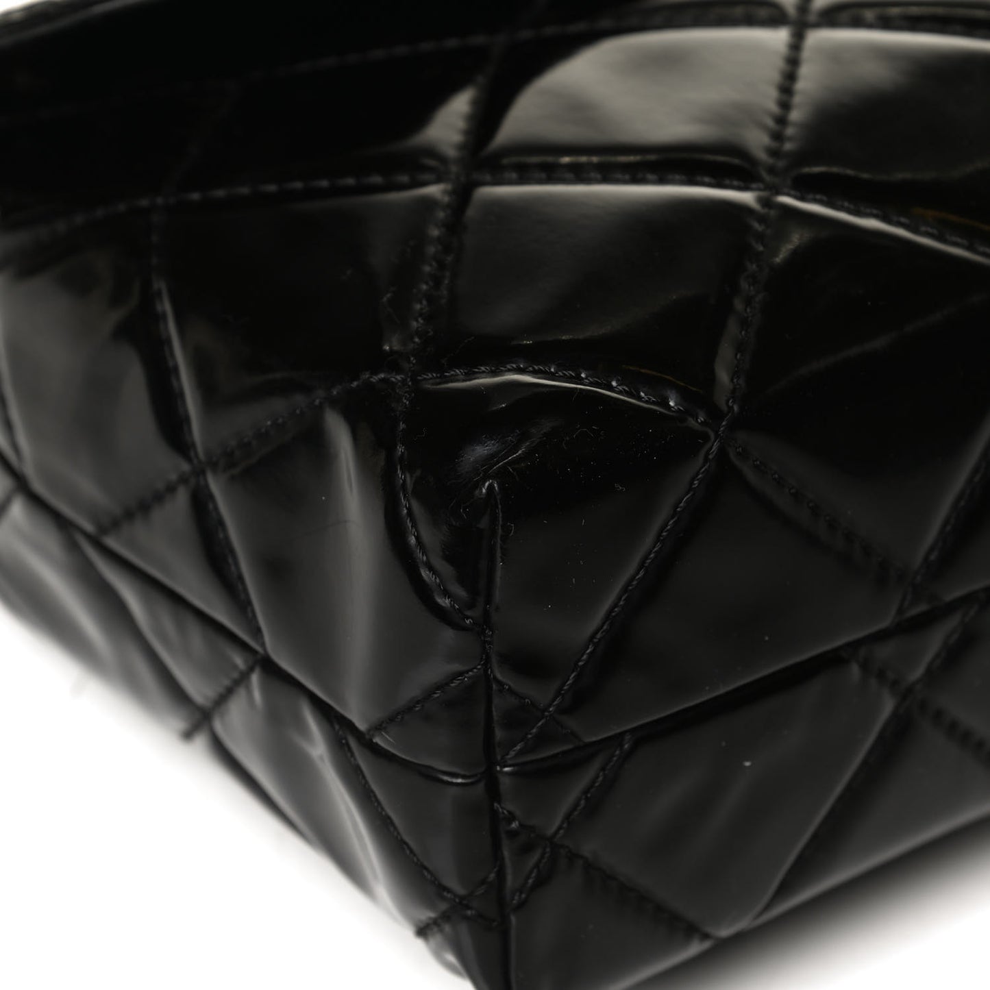Vinyl Quilted In the Business Flap Bag Black