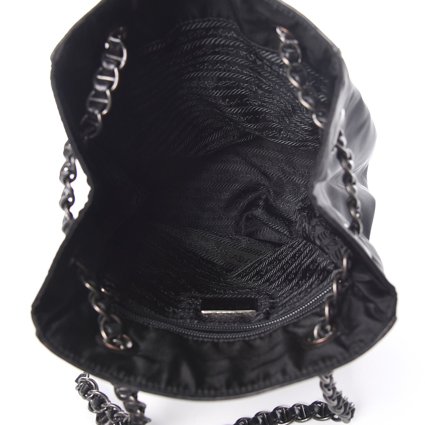 Nappa Tessuto Nylon Chain Bag Black