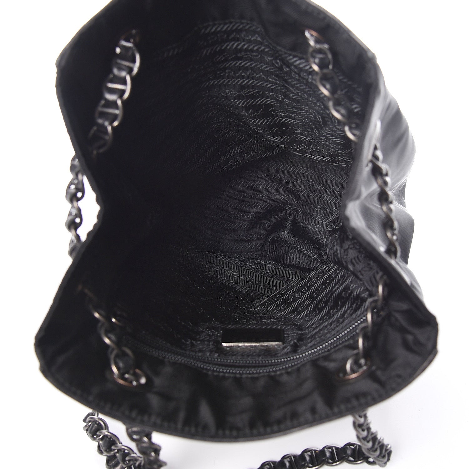Prada Nappa Tessuto Nylon Chain Bag Black 5 of 10